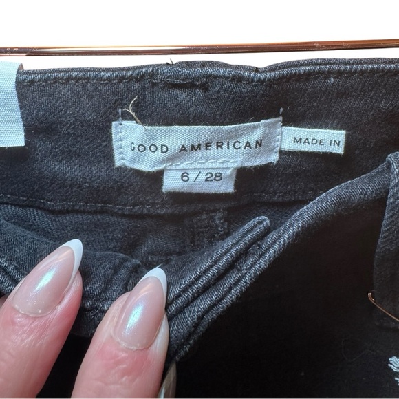 GOOD AMERICAN Black Denim Slim Moto Pant 6/28 NWT - Picture 11 of 16